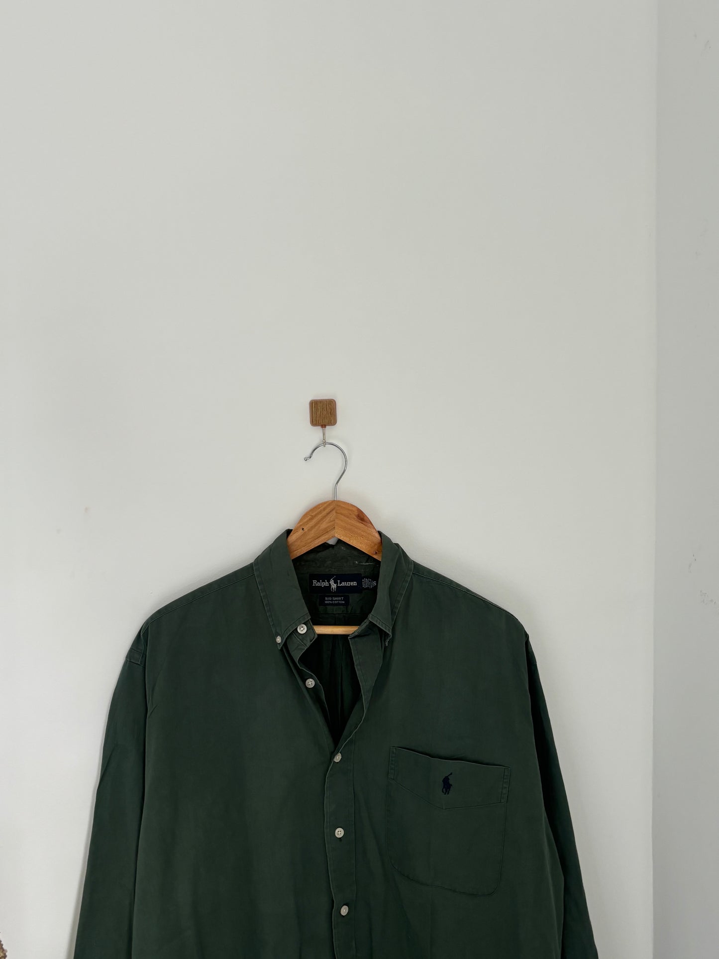 RL solid dark green shirt