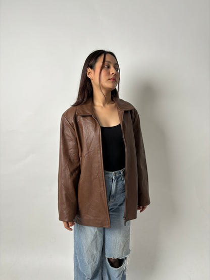 Genuine brown leather jacket